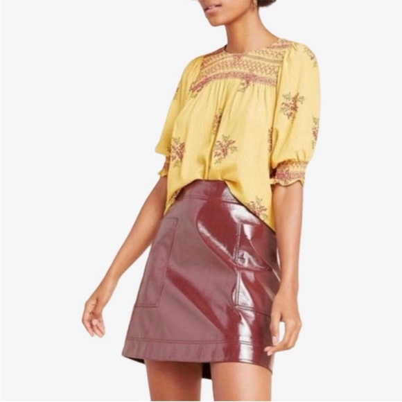Maeve x Anthropologie NWOT Faux Leather Mini Skirt - Picture 1 of 13